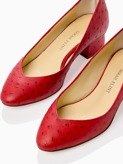 Laurel 30 in Cherry Ostrich Embossed Calf