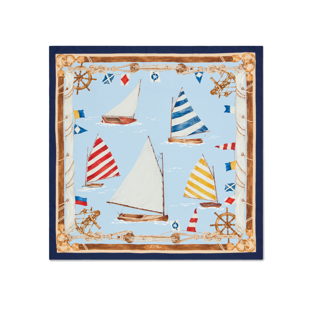 Beetle Cat Scarf 90 in Blue Nautical Silk