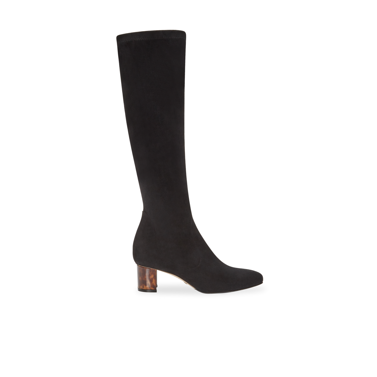 Alexandra 50 in Black Stretch Suede Knee High 30mm Boot