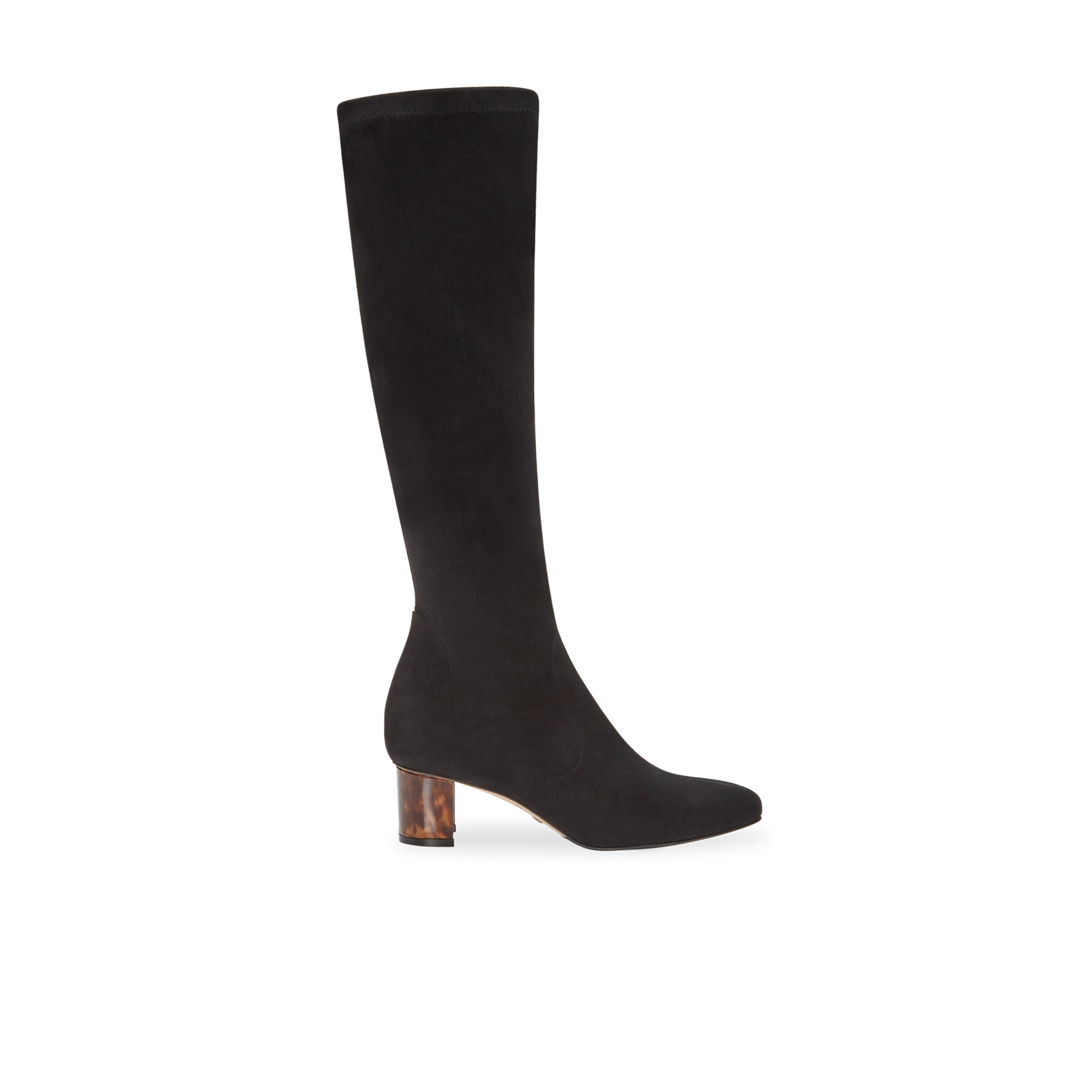 Alexandra 50 in Black Stretch Suede Knee High 30mm Boot