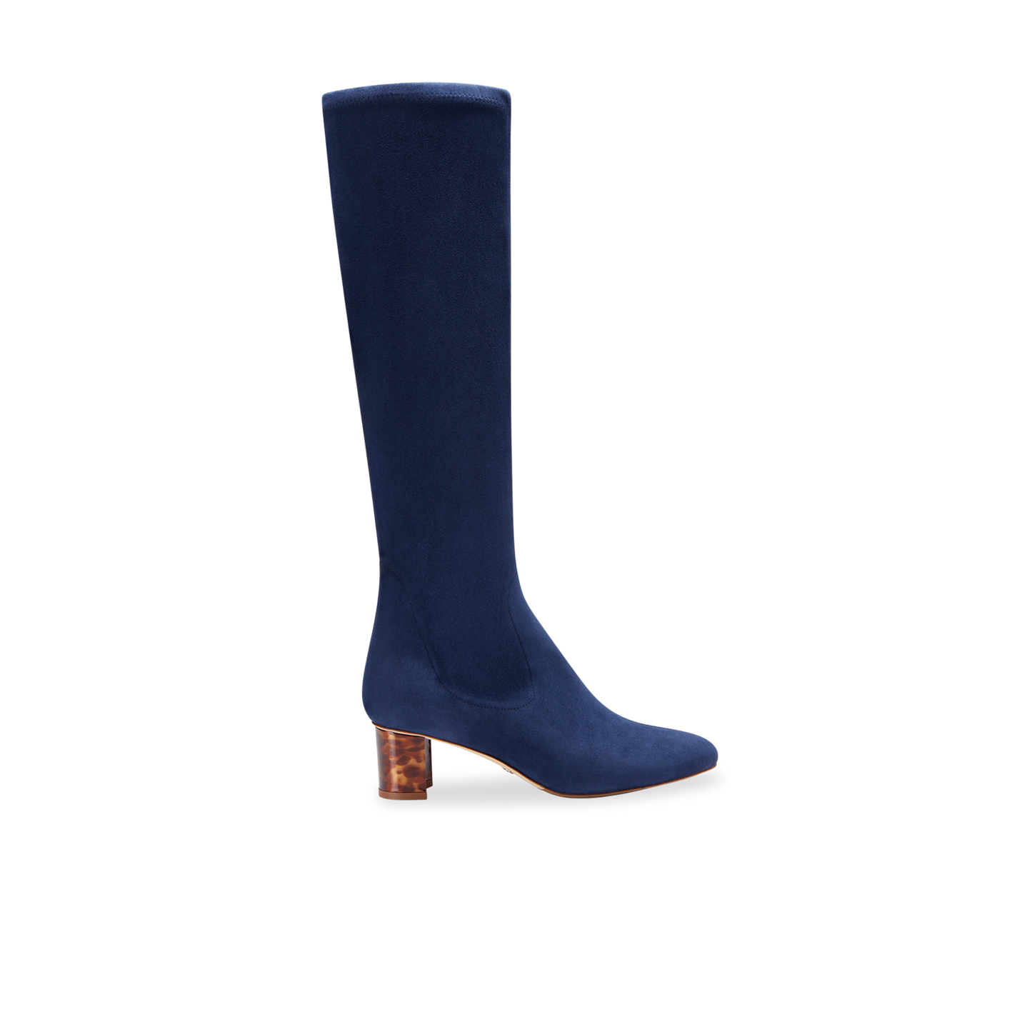 Alexandra 50 in Navy Stretch Suede Knee High 30mm Boot
