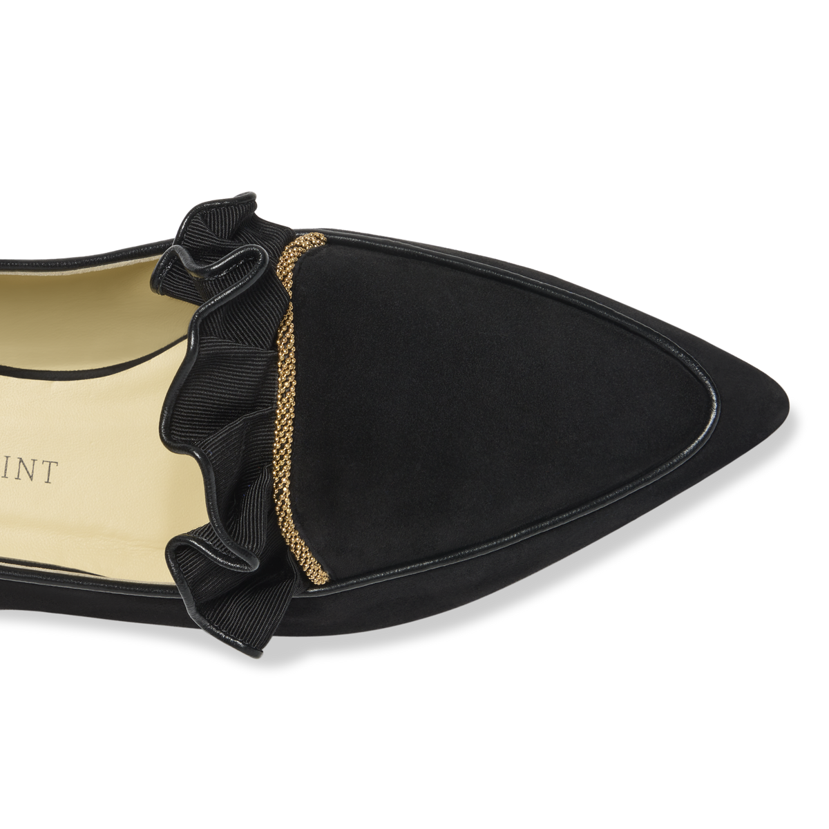 Gudel in Black Suede and Gold Chain