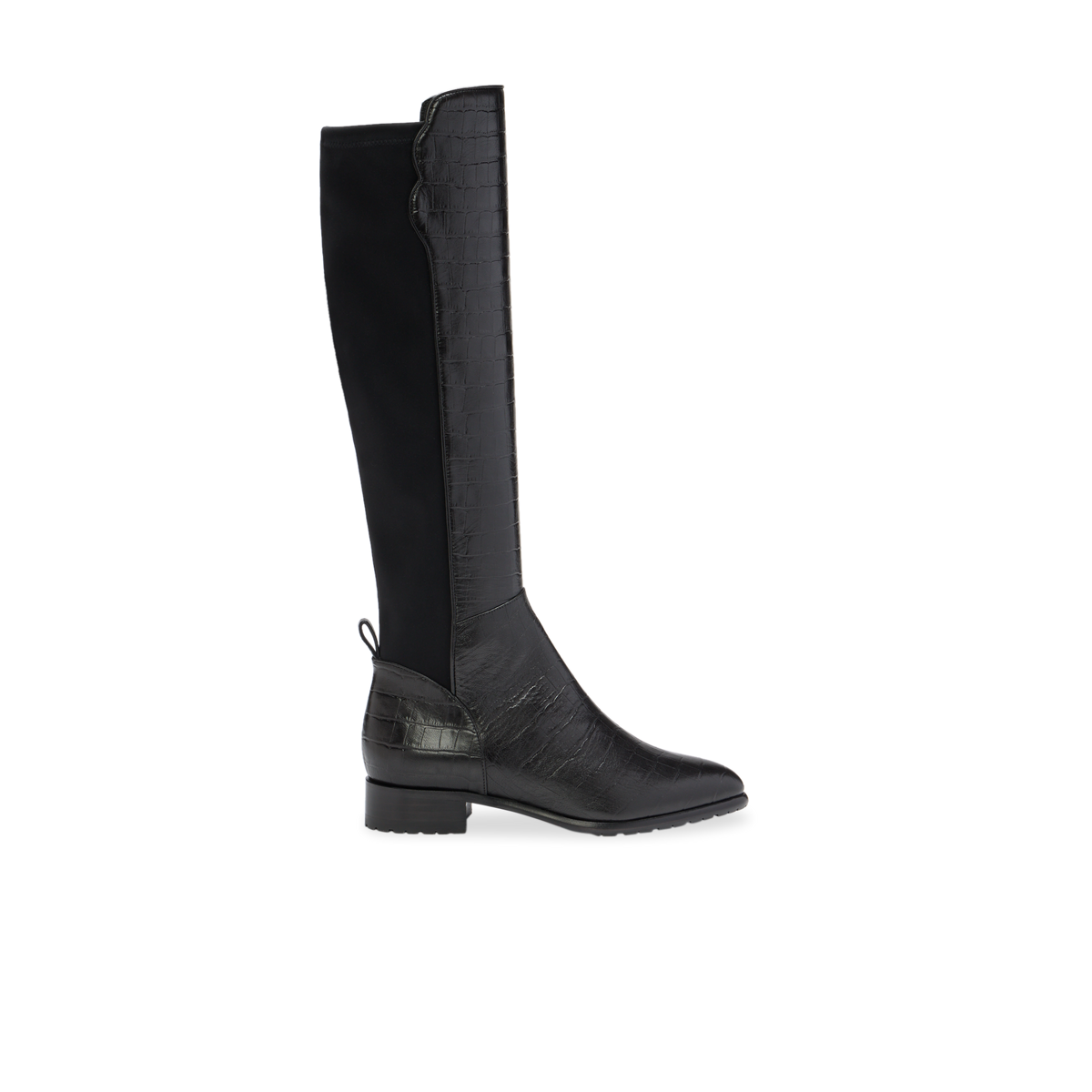 Perfect Stretch Boot 30 in Black Croc Embossed Leather