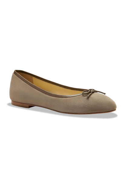 Perfect Ballet Flat in Taupe Suede