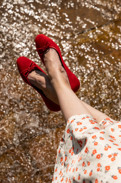Perfect Ballet Flat in Lipstick Red Suede