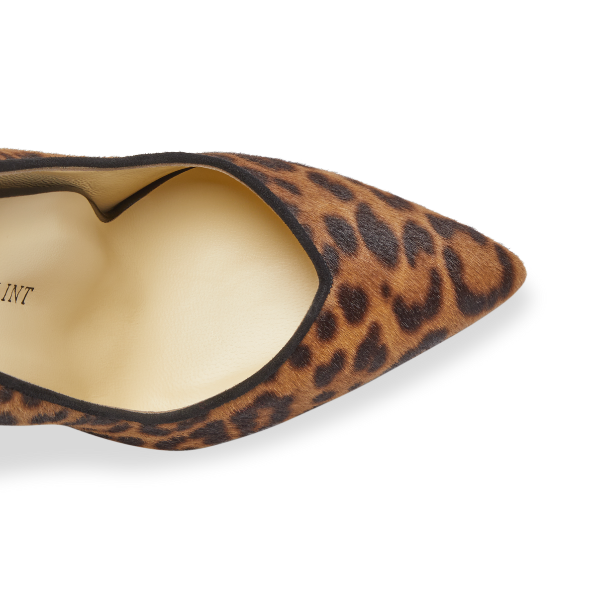 100m Italian Made Pointed Toe Pump in Chocolate Leopard Hair Calf