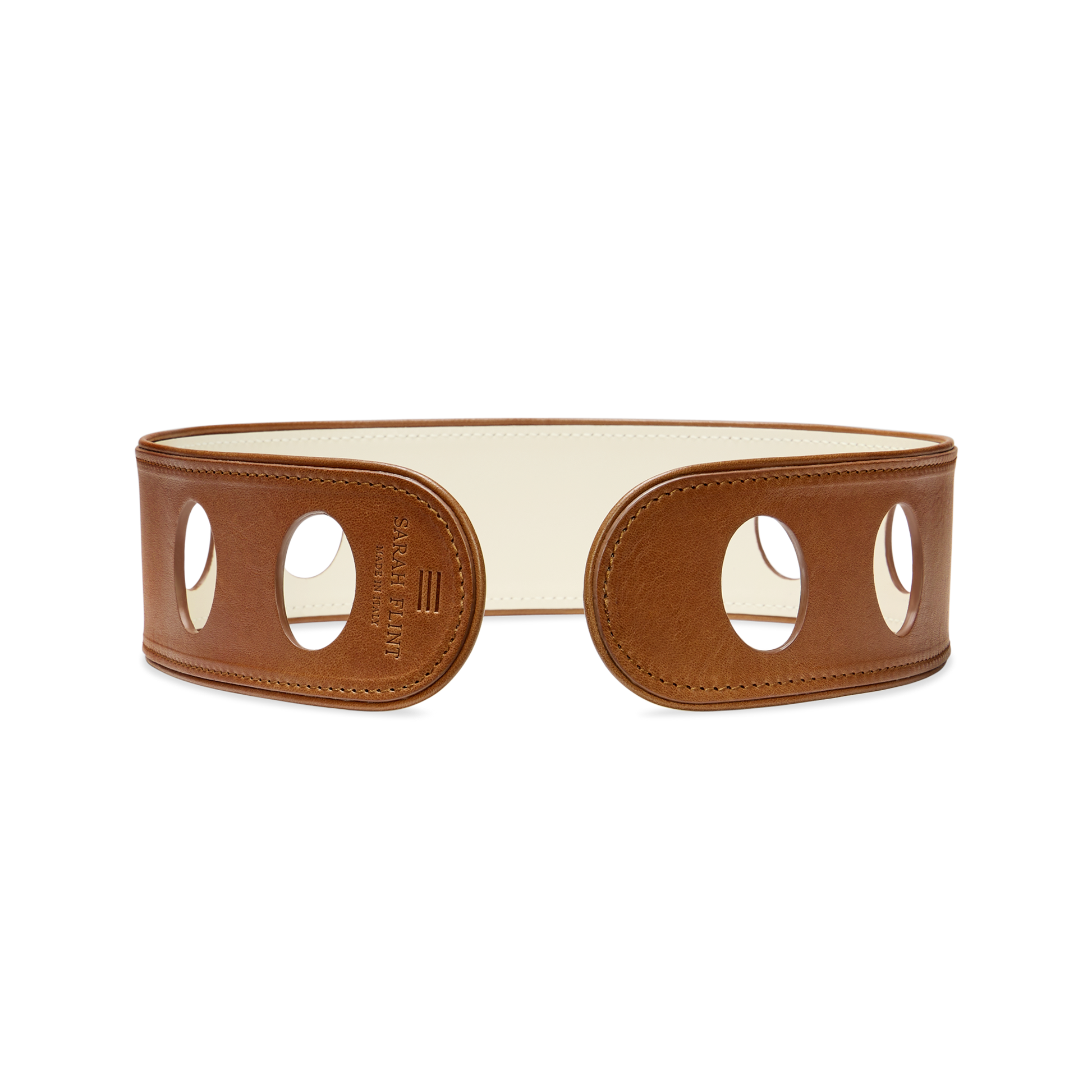 Reversible Scarf Waist Belt in Cream & Saddle Calf